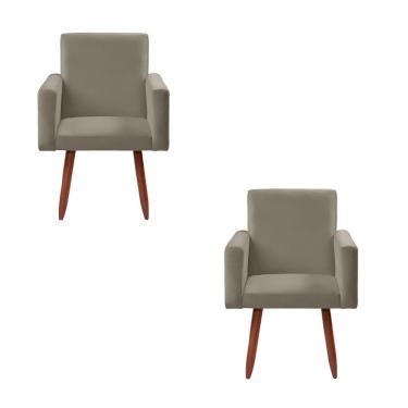 Imagem de KIT 2 Poltronas Decorativas - Cadeiras  Nina Veludo Chocolate - Star Confort