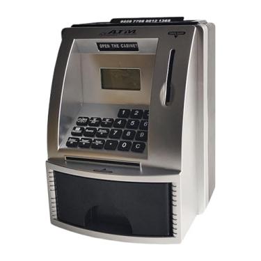 Imagem de MERIGLARE Cofrinho ATM Piggy com comando de voz, cofrinho multifuncional para crianças a partir de 3 anos, presente de Natal, Argento