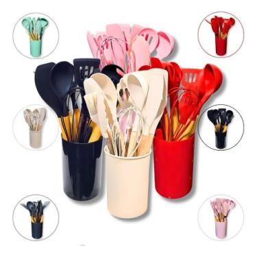 Imagem de Kit 12 Utensílios De Cozinha Em Silicone Concha Escumadeira - NoBrand,