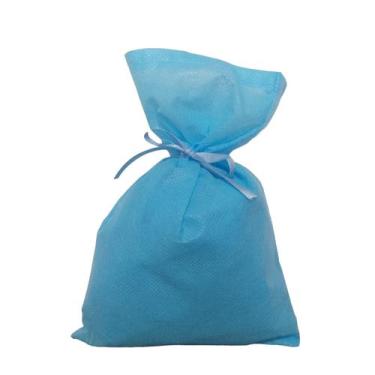 Imagem de 30 Saquinhos Sacolinhas 15x23 Tnt Azul Claro Com Fita Azul Claro - Upo
