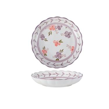 Imagem de Conjunto de louça e tigela personalizada de estilo japonês, utensílios de mesa de cerâmica para restaurante doméstico, hotel, arroz, tigela de sopa - prato de 20 cm - colorido