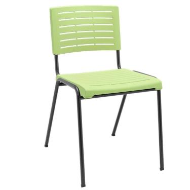 Imagem de Cadeira Empilhável Fixa Escritório Multiuso Base Preta Kimi P03 Verde Claro - Lyam Decor