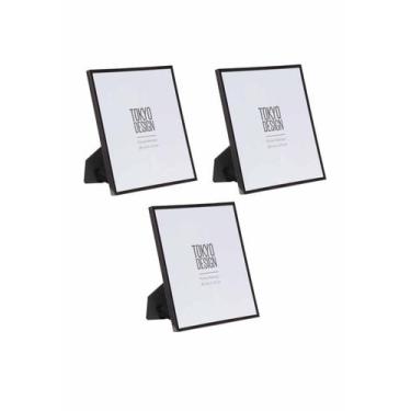 Imagem de Kit 3 Porta Retrato em Metal e Vidro Foto 20x25 Preto Brilho - Tokyo D