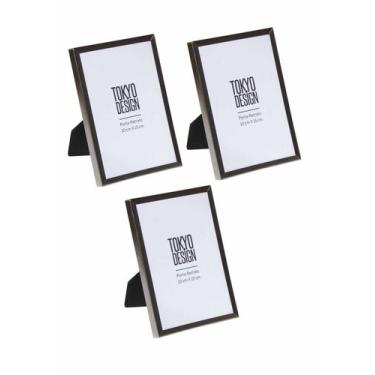 Imagem de Kit 3 Porta Retrato Metal e Vidro 10x15 Moldura Lisa Prata - Tokyo Des