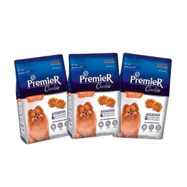 Imagem de Kit 3 biscoito premier cookies cães adultos raças pequenas - 250g