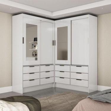 Imagem de Closet Casal Sevilha 4pts Com Espelho Carioca Móveis Branco