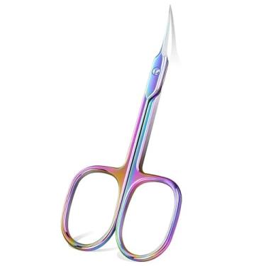 Imagem de Tesoura de cutícula extra fina, aparador de cutícula para manicure e pedicure, lâmina curva, ponta precisa e pontiaguda, kit de cuidados para nail art, rainblw