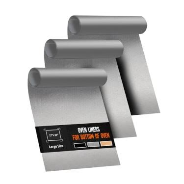 Imagem de Pacote com 3 forros de forno para parte inferior do forno, tapete de forno antiaderente grande resistente de 43 x 63 cm para fornos elétricos, a gás, torradeira e convecção - livre de BPA e PFOA, pode