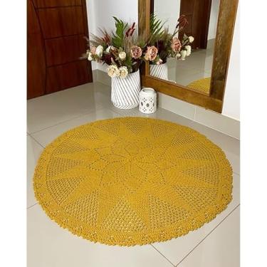 Imagem de Tapete Redondo 1,35m Hortência Crochê Artesanal (Mostarda)
