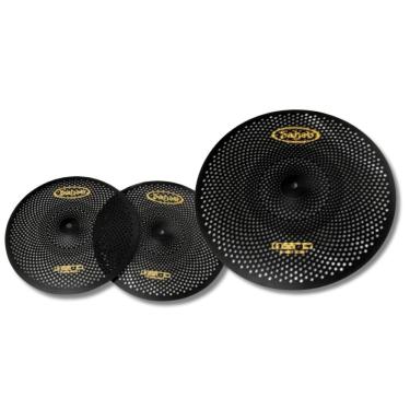 Imagem de Kit Pratos Hero Mute Preto Par Chimbal 14 + Ataque Crash 18