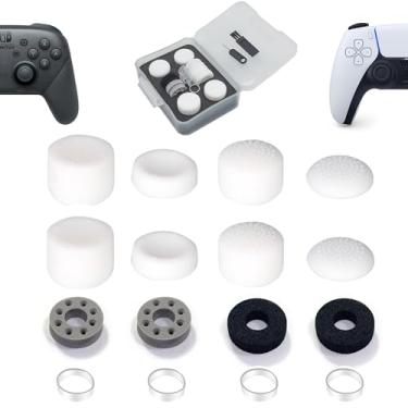 Imagem de ZHI-NYLLDJS FPS – Gamepad com aderência de polegar, antiderrapante, para PS5/4, anéis de precisão Switch Pro, anéis de assistência, estojo de armazenamento (16 peças), conjunto branco