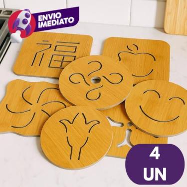 Imagem de Kit Descanso De Panela Bambu Protege Mesa E Bancada Pia Apoio de Panel