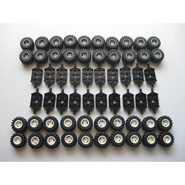 Imagem de LEGO City - Wheel, Tire and Axle Set - Black, White, and Light Gray, 100 Pieces Total