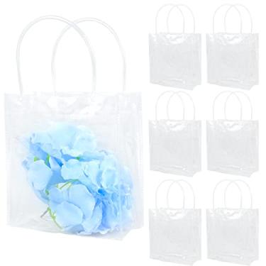 Imagem de Sacos de presente de plástico transparente com alças, sacos transparentes para lembrancinhas de festa com botão, sacolas transparentes reutilizáveis de PVC para lembrancinhas de festa de aniversário