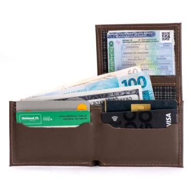 Imagem de Carteira Masculina de Couro Legitimo Pequena Formato em L Porta Cartão