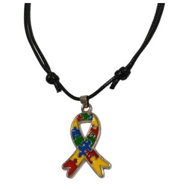 Imagem de Colar Autismo Laço Inclusão Respeito Ajustável 80cm - Perfeição