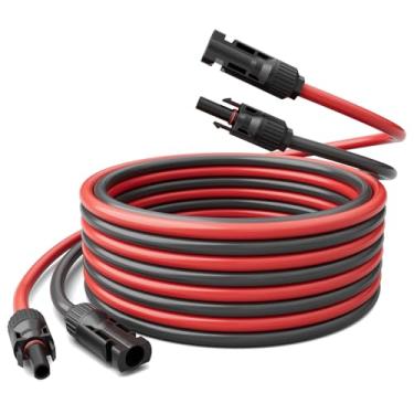 Imagem de KNMIPJD Cabo de extensão solar de 10AWG (6 mm²) com bainha, cabo de extensão de painel solar de 40 pés com conectores solares IP67 macho/fêmea para painel solar, automotivo, trailer, barco, ao ar