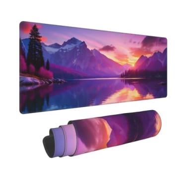 Imagem de CANFLASHION Tapete de mouse para cenário de montanha, tapete de mesa de escritório 80 x 28 cm, mouse pad grande para jogos, XL estendido à prova d'água para computador com base de borracha
