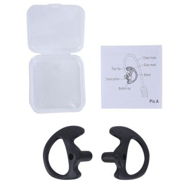 Imagem de SVXSODA Fone de ouvido de silicone para fones de ouvido de tubo acústico Walkie Talkie (1 par, preto, grande)