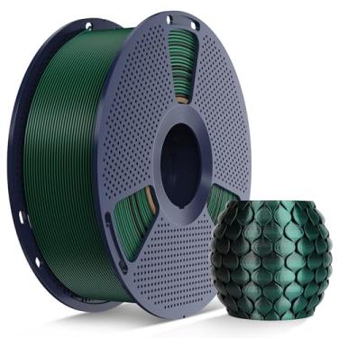 Imagem de SUNLU Filamento PLA de seda de duas cores, filamento de impressora 3D PLA de seda de 1,75 mm, filamento de impressora 3D de seda brilhante, precisão dimensional +/-0,02 mm, carretel de 1 kg (1 kg