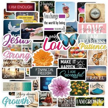 Imagem de 50 peças de adesivos de quadro de visão motivacional para mulheres, adesivos de citação de crescimento de amor de fé inspiradora, suprimentos de quadro de visão estética colorida e kit para uso em