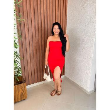 Imagem de Vestido Midi Ana Ruga Com Bojo Tomara Que Caia Fenda Frontal