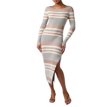 Imagem de Lulus Vestido feminino Reggie tomara que caia midi suéter, Creme multi, P