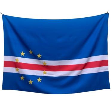 Imagem de Bandeira Decorativa Cabo Verde, Uso Interno e Externo, 150x100cm, Tecido Oxford Premium, Sublimação em Alta Definição, Corte a Laser