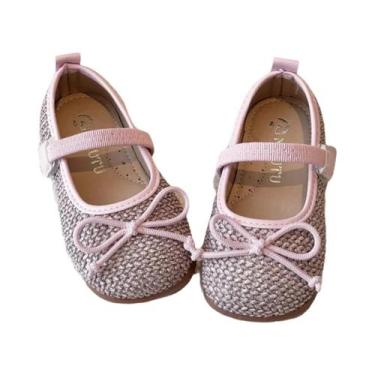 Imagem de Sapatos Casuais Para Meninas Bebê Com Laço Redondo, Leves E Confortáve