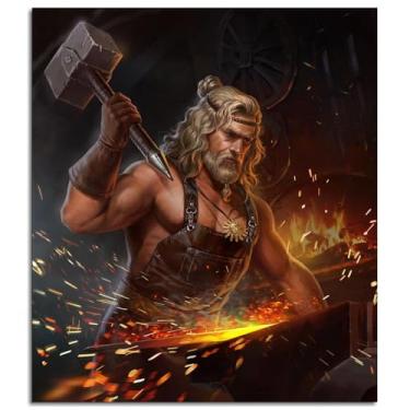 Imagem de Blacksmith Wall Art Beard Canvas Prints Pôster de desenho para casa conjunto de 1 decorações não ramificadas 25,4 x 20,3 cm