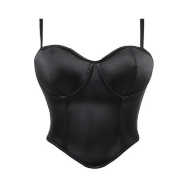 Imagem de Preto sem costas halter top sem alças espartilho feminino é moldar ves