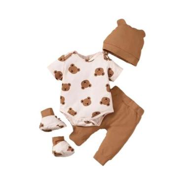 Imagem de Conjunto De Roupas Para Bebê Menino Recém-Nascido 0-9 Meses 4PCS Macac