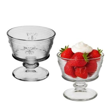 Imagem de Jogo 2 Taça De Sobremesa Vidro Transparente Lines Butterfly Borboleta Wolff 240ml