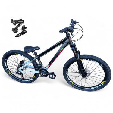 Imagem de Bicicleta Aro 26 Vikingx Tuff Câmbios Shimano 21v Freeride Freio A Disco Aro Vmaxx Pneu Flame preto-branco X44