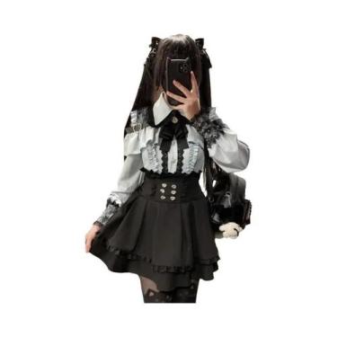 Imagem de Conjunto Feminino Dark Femme Lolita: Top De Renda E Saia Com Cintura M