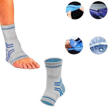 Imagem de Tornozeleira Premium Alta Compress Proteção Lateral Silicone COR:CINZA