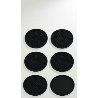 Imagem de Kit 12 Porta Copos Emborrachado Redondo Preto 9cm - Congratulations St