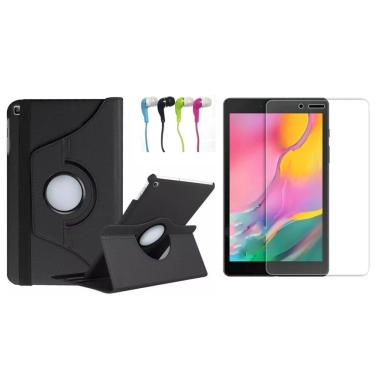 Imagem de Capa Case Capinha Giratória Inclinável Suporte para Tablet Samsung Galaxy tab A8 T290 T295 8 polegadas + Película de Vidro Temperado + Fone de Ouvido