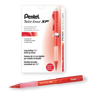 Imagem de Pentel Lapiseira automática Twist Erase Express, tamanho de chumbo 0,7 mm, barril vermelho, caixa com 12 (QE417B)