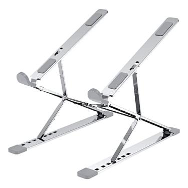 Imagem de VAJUN Suporte de laptop para mesa, ajustável de 9 x 7 níveis, leve e portátil para viagens, suporte de alumínio estável e resistente, para laptop de 10 a 15,6 polegadas (prata)