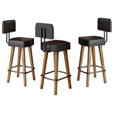 Imagem de Kit 3 Banquetas Altas para Área Gourmet Bancada balcão de cozinha (80cm do Assento ao chão, Preto)
