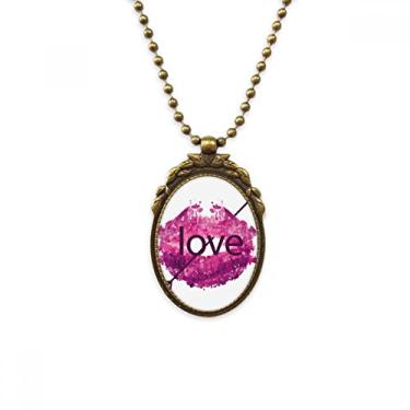 Imagem de Colar vintage com pingente de contas e pingente de flecha de amor rosa Dia dos Namorados