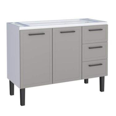 Imagem de Gabinete de Cozinha Cinza em Aço Montado 117cm 3 Gavetas Juno Cozimax