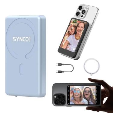 Imagem de SYNCO Monitor magnético sem fio Xview M4 para câmera traseira do telefone, tela de selfie Vlog para iPhone e telefone Android, função de controle remoto Bluetooth integrada (azul)