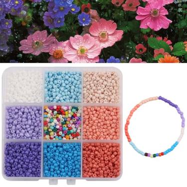 Imagem de 2000 peças, contas de semente de vidro para fazer joias, kit de fabricação de pulseiras da amizade para adultos, kit de pulseira de contas de 9 cores para presentes artesanais DIY (cor profunda)