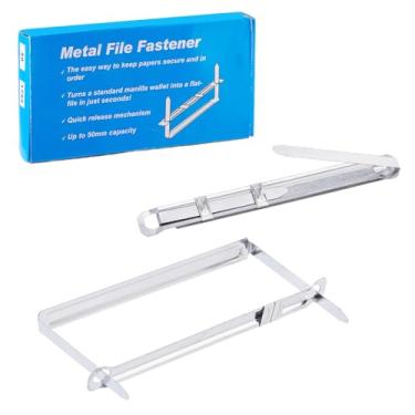 Imagem de SUPERFINDINGS 150 peças fixadores de papel com pinos para ferro com 2 furos, capacidade de 9 cm, fixador de arquivo de metal para pasta de folhas soltas, compressor de perfuração padrão de 2 furos