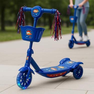 Imagem de Patinete Infantil Azul 3 Rodas Musical com Luz de Led Radical Menino