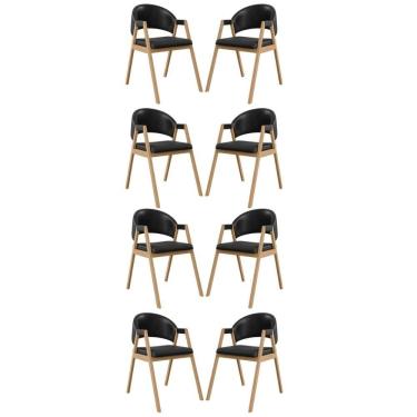 Imagem de Kit 8 Cadeiras Suellen Luxo Reforçada Mesa De Jantar Courino Preto