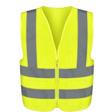 Imagem de Neiko Colete de segurança de alta visibilidade ANSI Classe 2, 2 bolsos, amarelo neon, g...