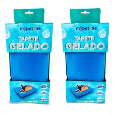 Imagem de Combo 2 Tapete Gelado Mypetone 50x65 Tamanho Médio para Cães - Azul